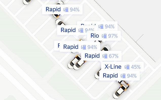 Карта автомобилей и парковок Яндекс Драйв